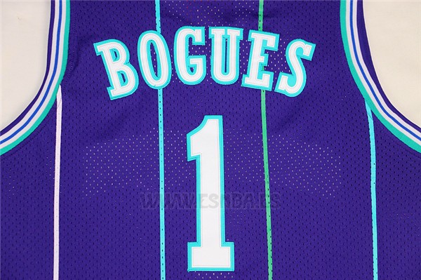 Camiseta Charlotte Hornets Muggsy Bogues #1 Retro Violeta
